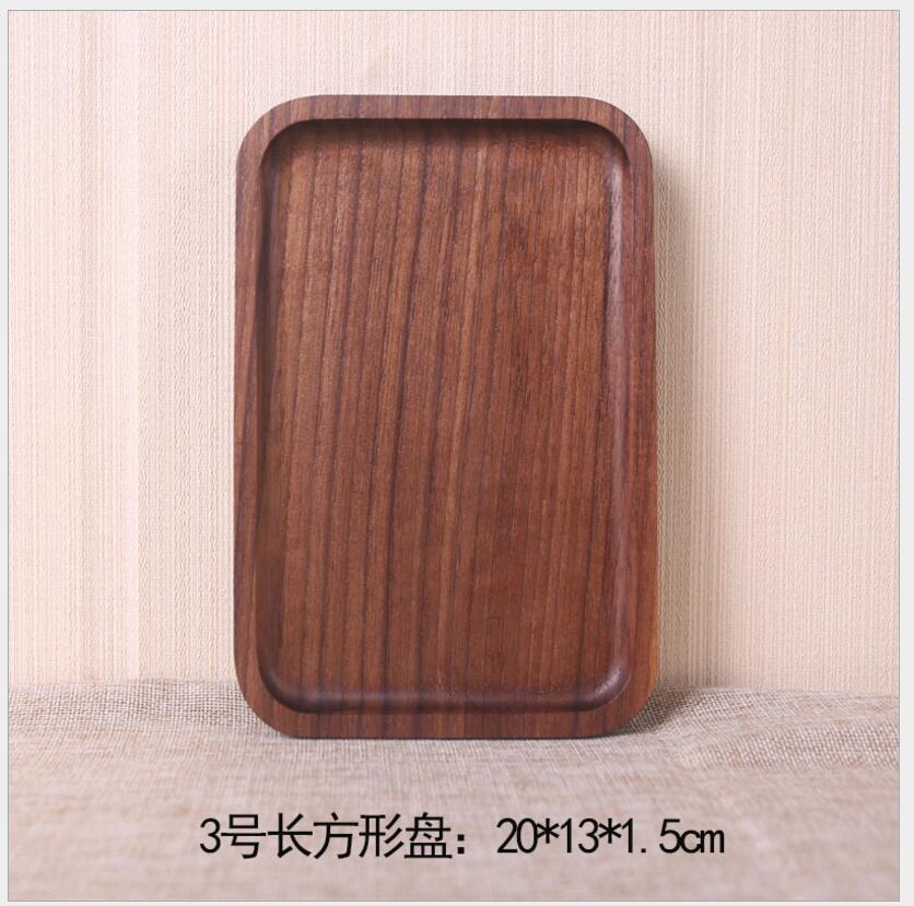 1PCS Wooden Platter Tray Black Walnut Rectangular Western Fruit Pizza Wood Tray Wood Tray Non-painted Solid Wood Tray: 20 13 CM