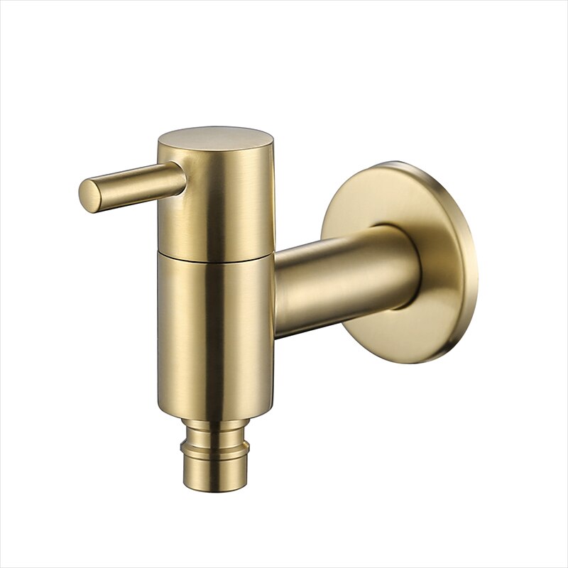 Brushed Gold Wall Mounted Small Tap Decorative Garden Faucet Washing Machine Water Tap Basin Bibcock Taps: washmachine B