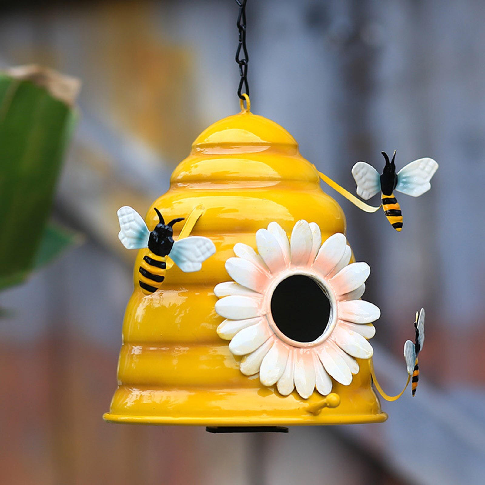 Birdhouse Parrot Garden Iron Decoration with Bee Ornament Hanging House Outdoor Small Hanging Bird Nest Outdoor Cage Accessories