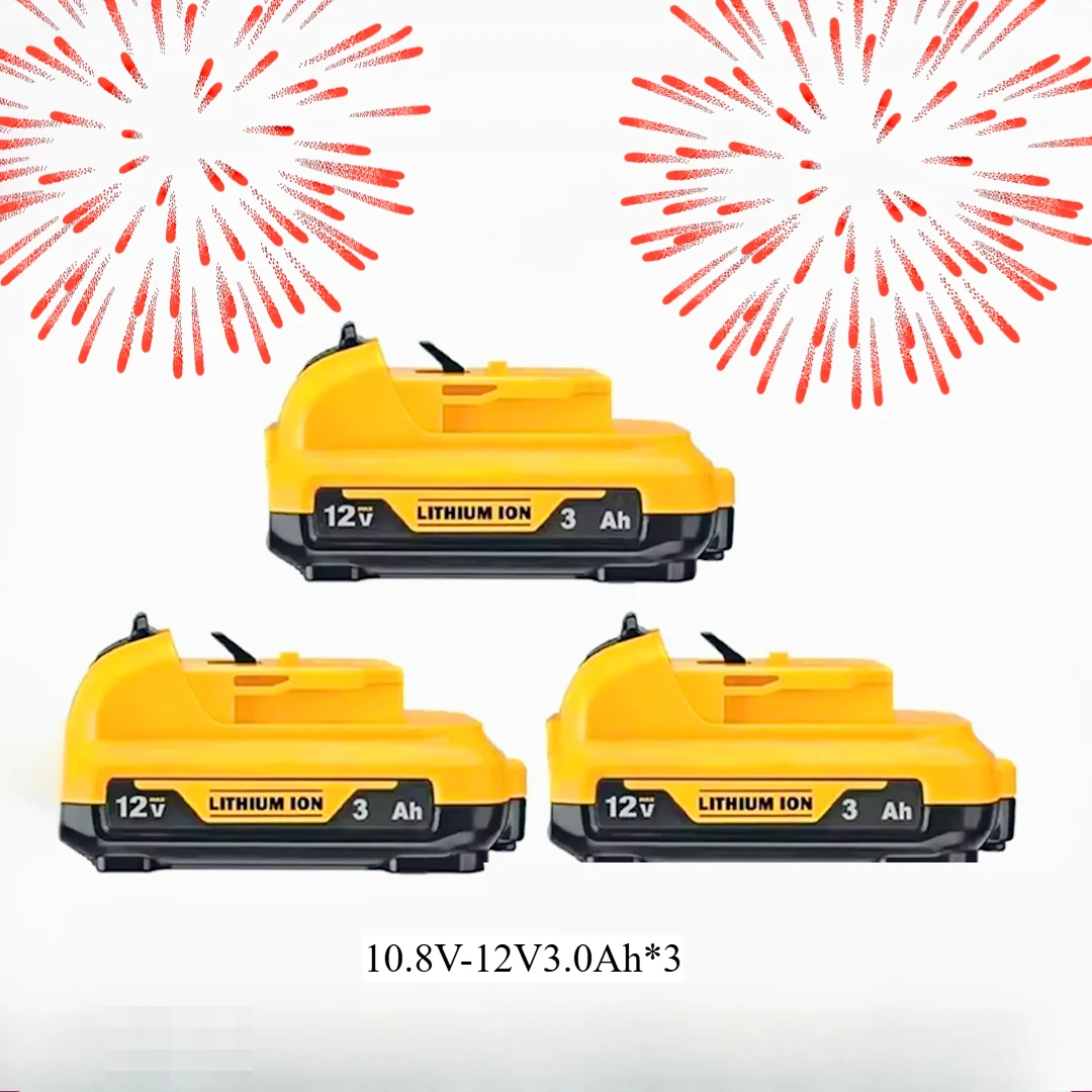 3000 mah 12v volt max litiumjonbatteriersättning för dewalt dcb 120 dcb 123 dcb 122 dcb 127 dcb 124 dcb 121 laddningsbara batterier