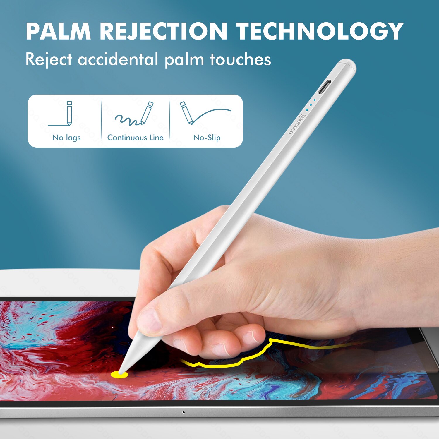 GOOJODOQ-lápiz de 11. ª generación para iPad, lápiz de rechazo de Palma inclinable para Apple Pencil 2 1 iPad Pro 11 Air 4 7th 8th Pencil