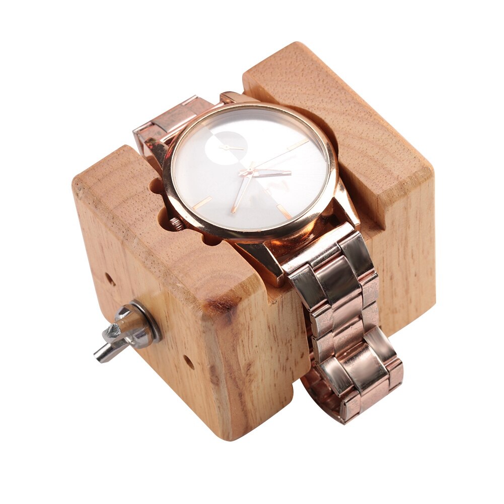 Professionele Houten Horloge Case Blok Bankschroef Klem Beweging Hout + Rvs Horloge Reparatie Tool Kits Voor Horlogemakers