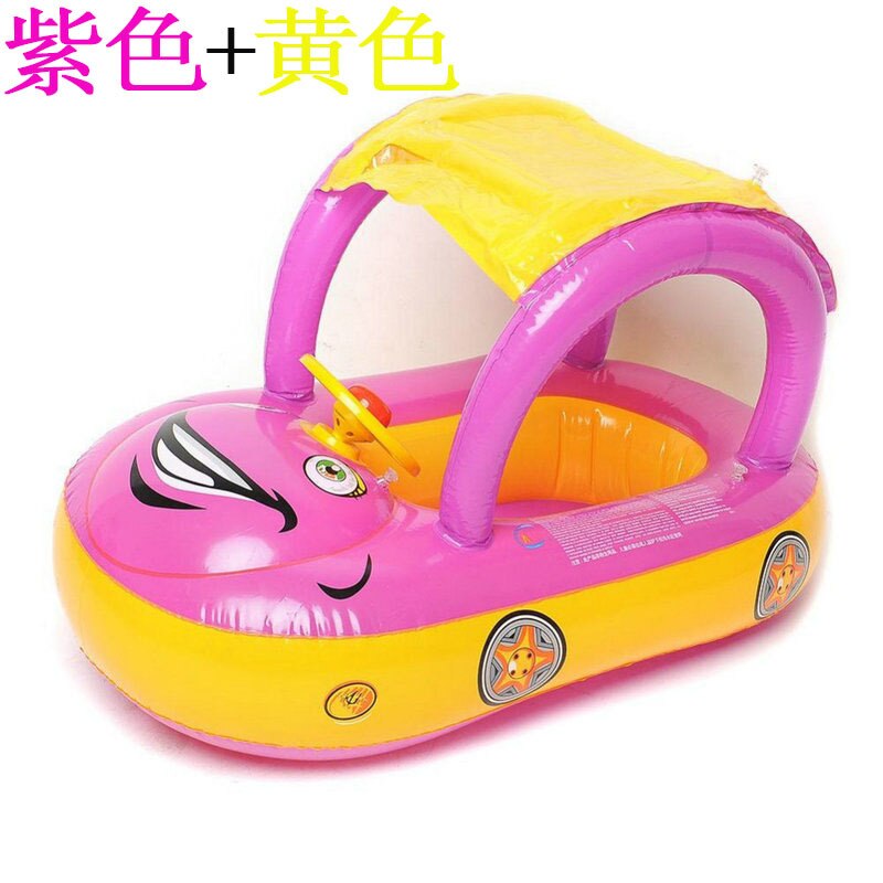 Kinderen Opblaasbare Zachte Materiaal Zwemmen Ring Auto Model Aquatische Speelgoed Afneembare Zonnescherm Baby Zwemmen Ring Drijvende Bed Rij Speelgoed