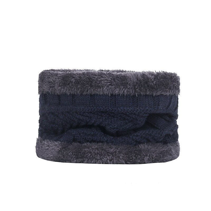 Chapeau d'hiver en velours pour hommes, chapeau tricoté épais en laine, résistant au froid, équitation en plein air, ski, bavoir deux pièces: navy blue Collar