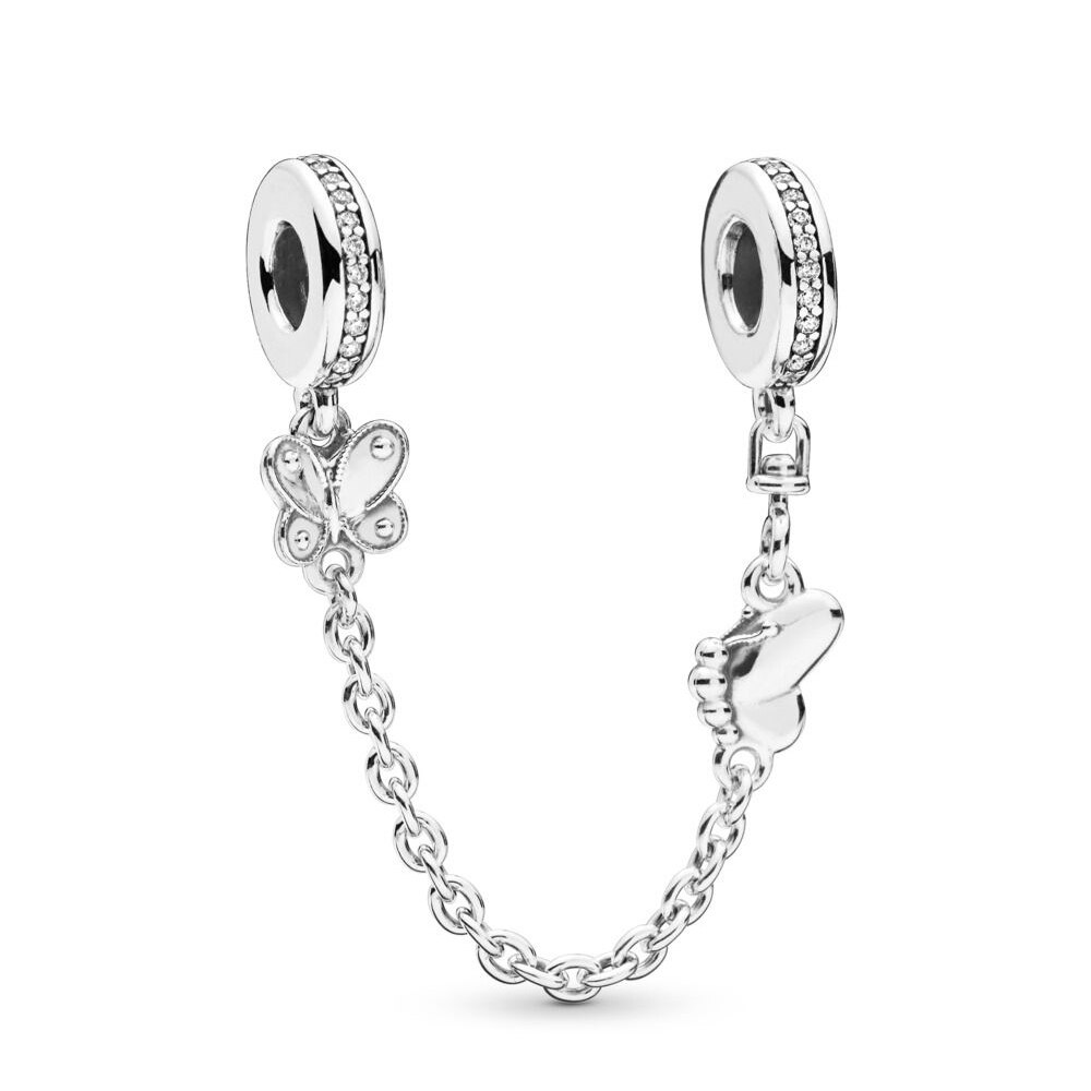 Original 925 sterling silver bead charm star safety chain rose gold suitable for brand female bracelet DIY jewelry: 797865CZ