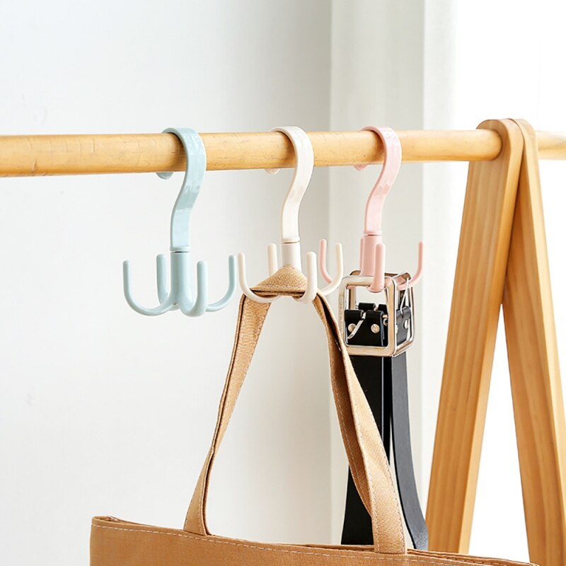 Practical Multi-purpose Scarf Hanger Belt Bag Storage Shelf 360 Degrees Rotatable Convenient And Durable Green Pink Beige