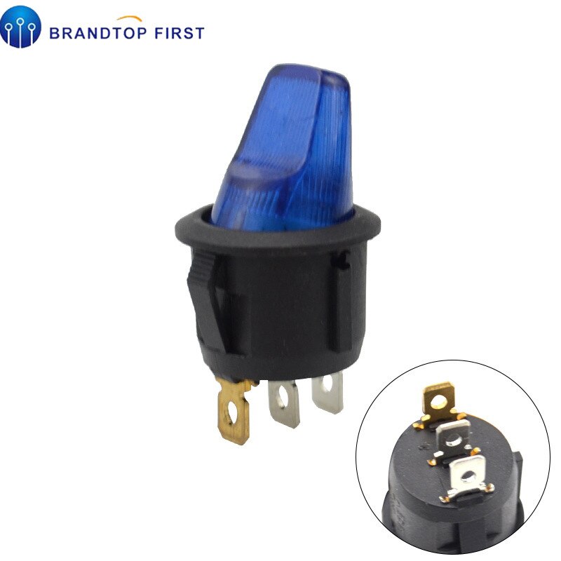 1 stk vippebryter med 12v opplyste lamper 10a/125 vac 6a/250 vac: Blå