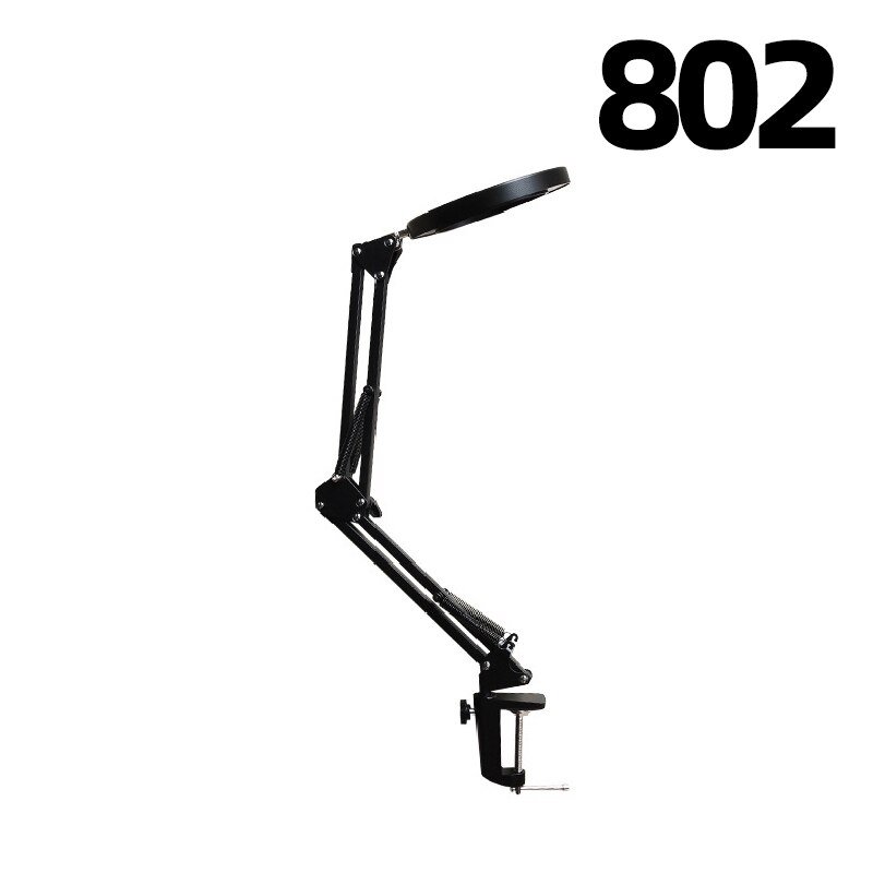 Flexible Desk Magnifier USB LED Lamp 5X Magnifying Glass Clamp Base Adjustable Illuminated Desk Light Bedroom Office Study: 802