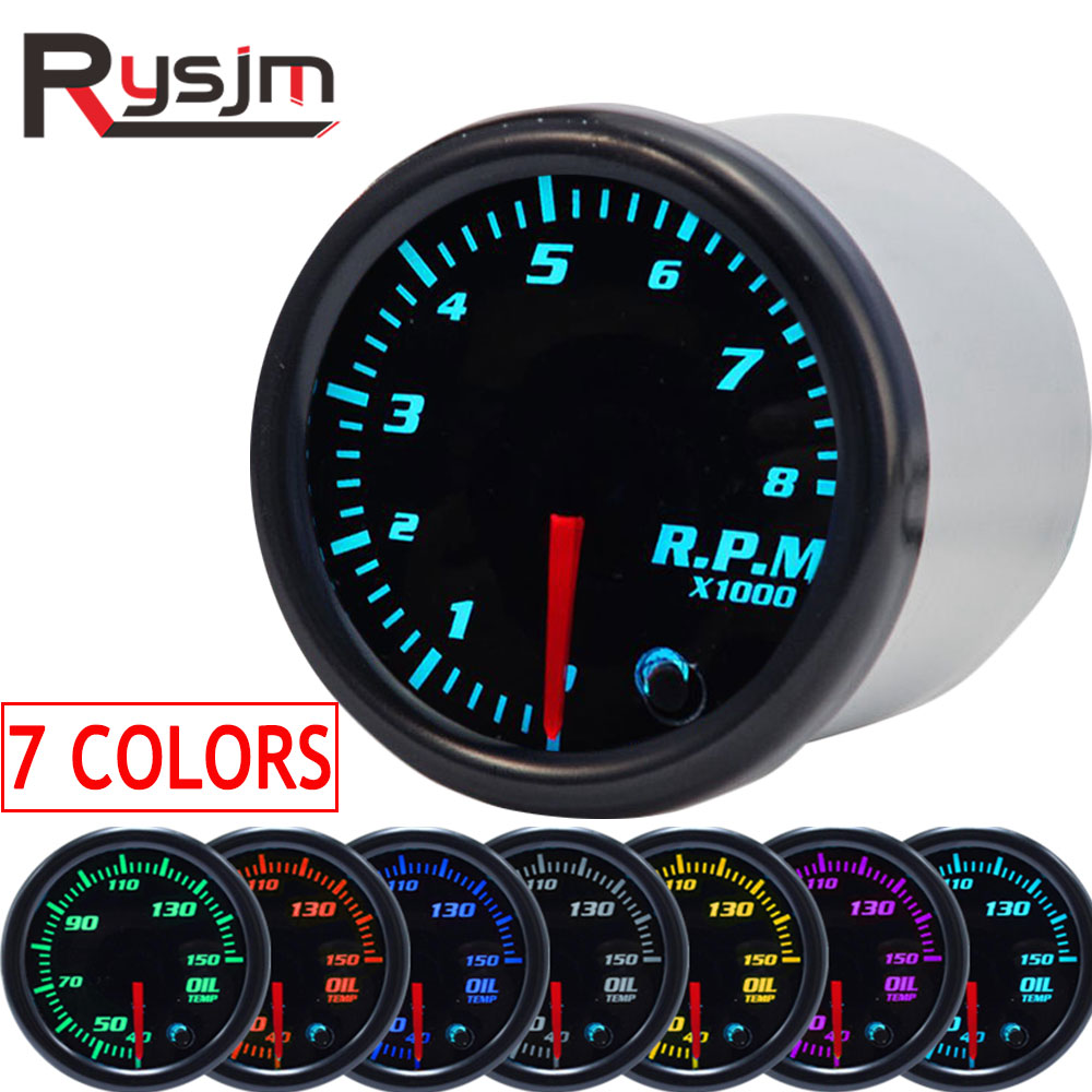 2&quot; 52mm Car Auto Tachometer Gauge 0~8000 RPM Meter Universal 7 Color LED Meter Boat tacometro moto tach digital speed meter