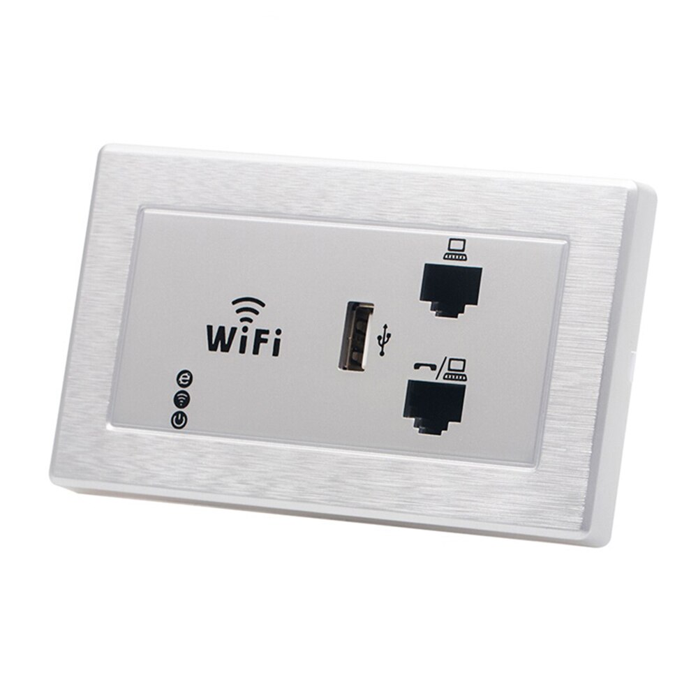 300Mbps Wireless In Wall AP for Hotel Domitory Office Rooms USB Charge Access Point Socket WiFi RJ45 Extender Router Repeater: Gray
