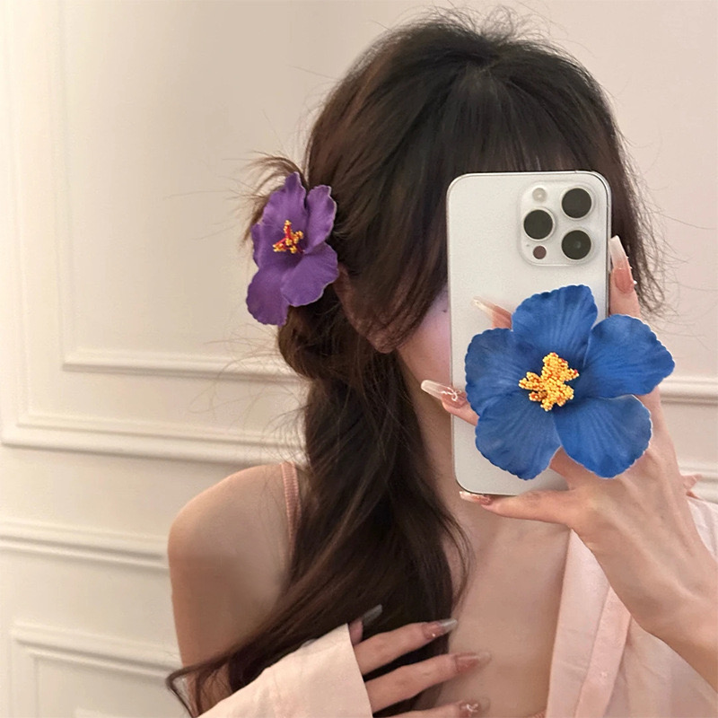 Pinza de pelo de flor hawaiana para mujeres y niñas, pinza de flequillo lateral de flor bohemia romántica, pinzas para el cabello Bb, accesorios para el cabello