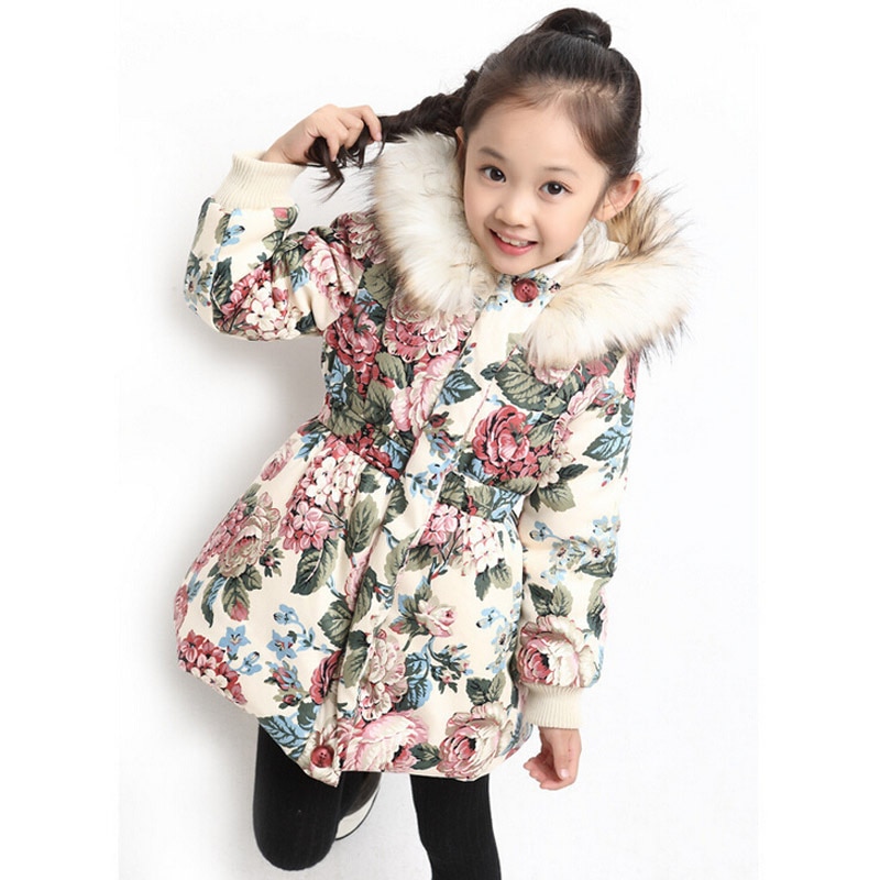 Winter Stijl Jas Voor Meisjes Katoen Meisjes Winter Jas Bloem Patroon Meisjes Winter Uitloper