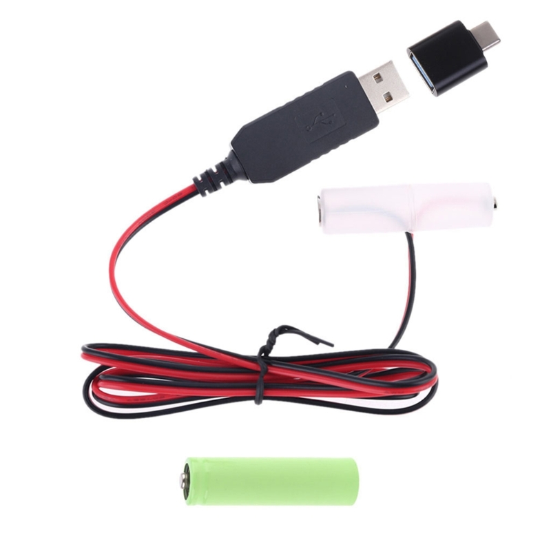 Aa Attrappe-Batterien Adapter abnehmbare USB-Strom versorgung Kabel Kabel Ersatz 1 bis 4 stücke aa Batterie für LED-Spielzeug Fernbedienungen: verrotten / 1m