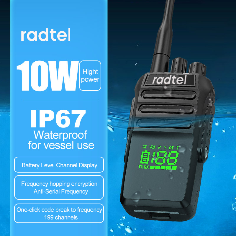 Radtel RT-493 10 W IP67 Wasserdichtes UHF 400–470 MHz Business-Funkgerät 199 Kanal, schnelle Kopierfrequenz, Walkie-Talkie, USB-C: EURO