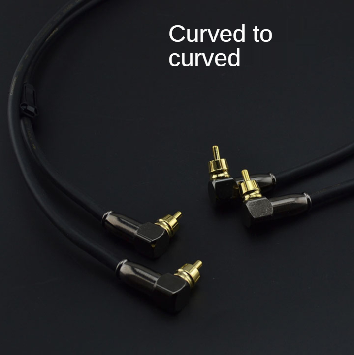 Cable Hifi doble rca, , 2RCA macho a macho, grado de Audio para enchufe doblado en ángulo recto de 90 grados
