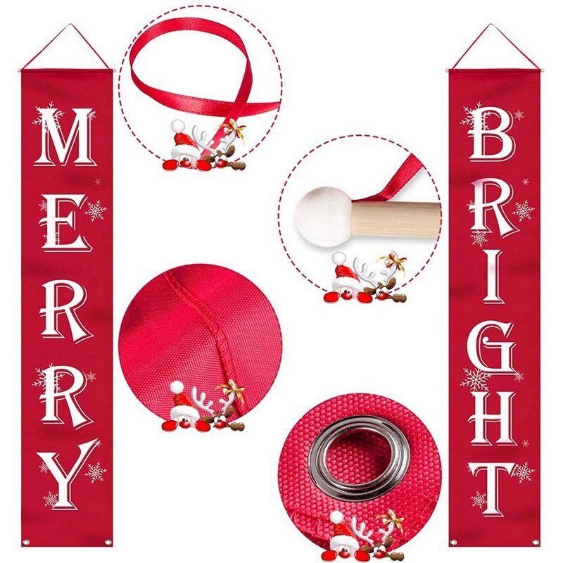 Christmas Porch Sign Bright and Merry Christmas Hanging Sign for Home Indoor Outdoor Porch Wall for Christmas Crafts