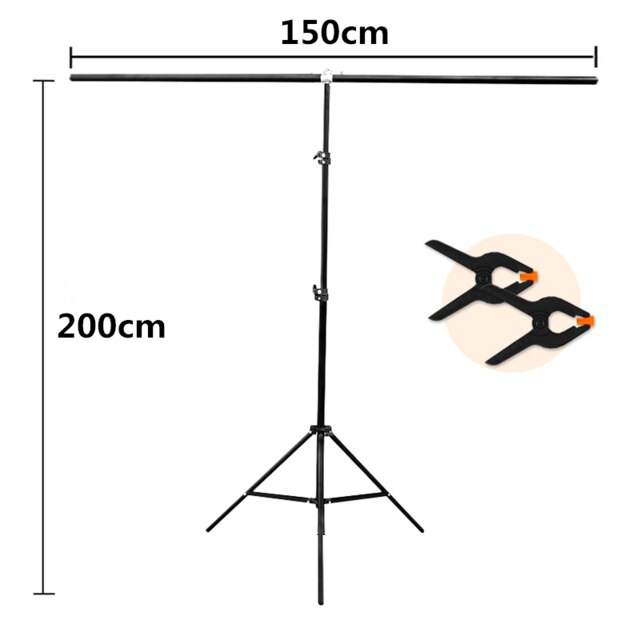 Fotografie Achtergrond Houder Stand Metal T-Vorm Photo Studio Achtergrond Frame Ondersteuning Beugel Met Klem Voor Video Foto Stands: 150x200cm Stand