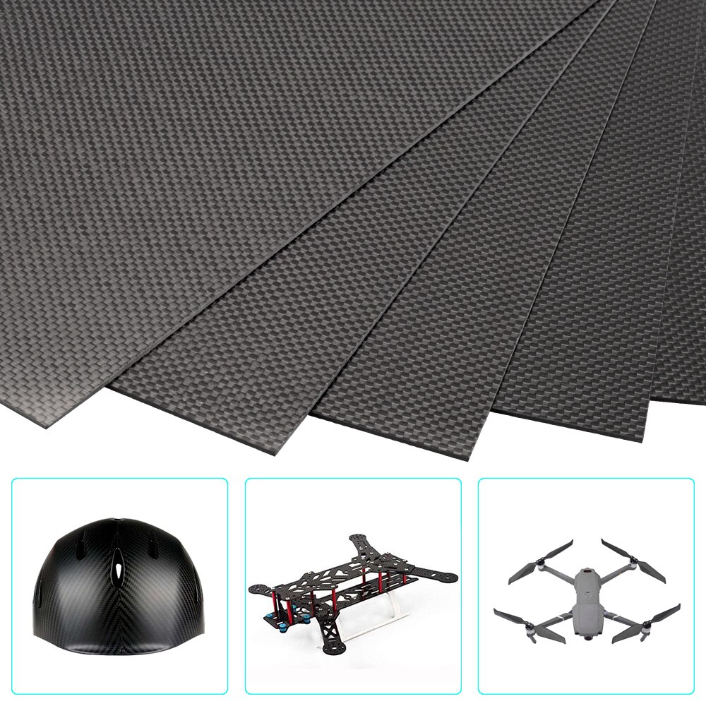 3k Carbon Fiber Panel Sheet 300x200x(0.5mm/1.0mm/2.0mm/3.0mm) Plain Weave Matte Finish Low Gloss Zero Fiberglass