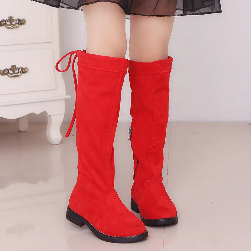 Meninas botas de inverno moda botas de borracha para meninas sobre o joelho crianças botas crianças joelho-alta algodão quente macio volta-amarrado 26-36