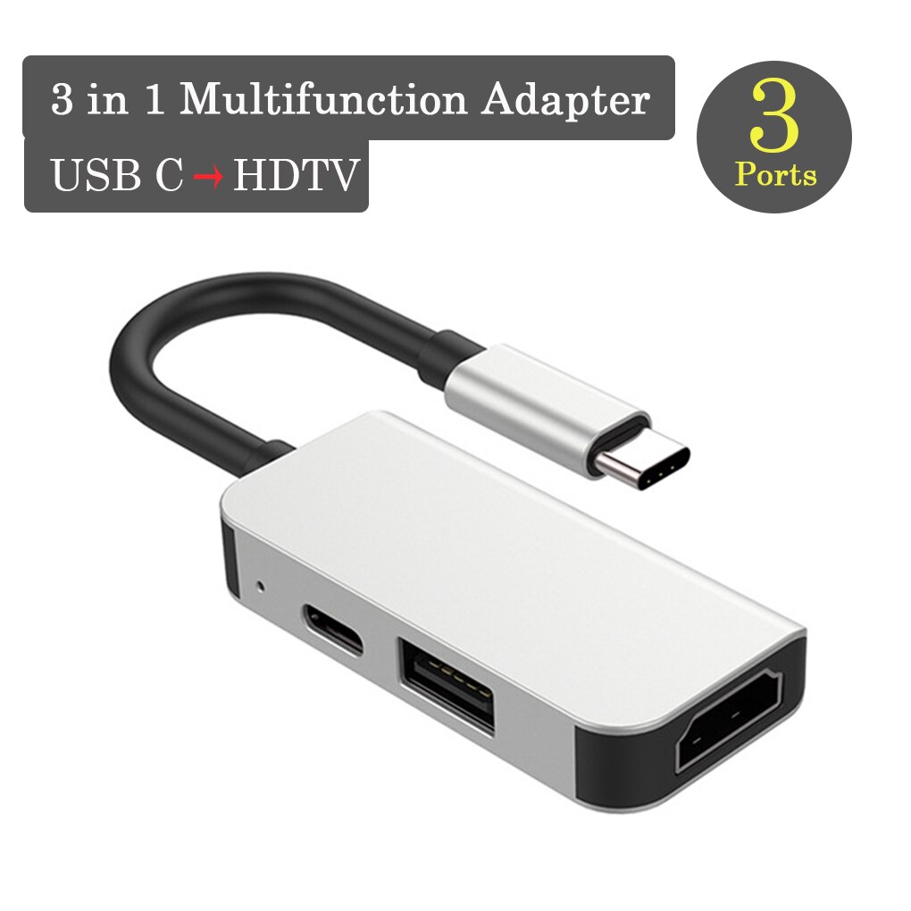USB3.1 Hub Type-C Om Hd + Usb Adapter 3-In-1 Multi-Functionele Laptop Splitter converter Dock