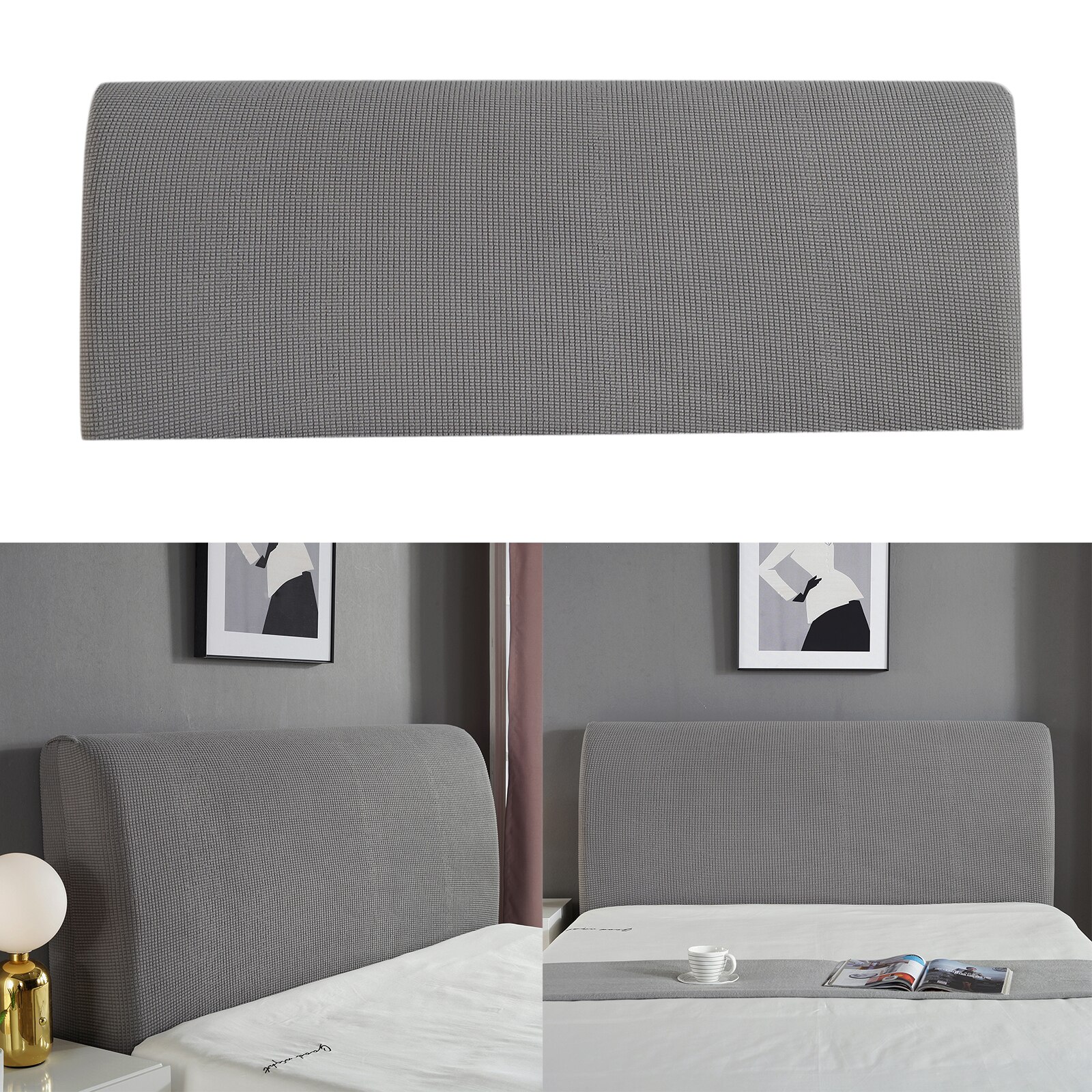 Stretch Bed Hoofdeinde Cover Jacquard Hoes Protector Dustaproof Voor Slaapkamer: Light Gray