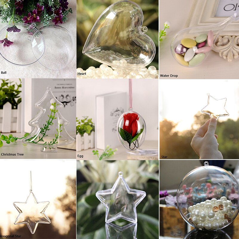 Transparent Ball Clear Plastic Hollow Xmas Ball Decoration Hanging Ball Wedding Candy Box Eternal Flower Hanging Ball