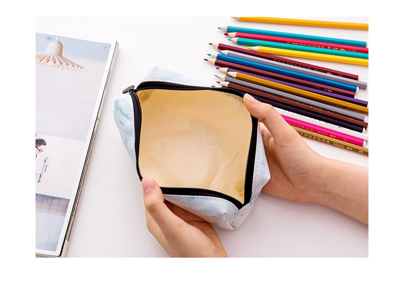 Stone pattern pencil case cute PU stationery box school Pencil cases for Children student pen case Small pen bag for girl