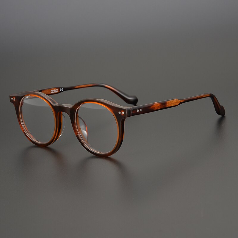 Occhiali da vista rotondi Vintage in acetato di alta qualità con montatura da uomo, donna, moda, cerchio retrò, occhiali da vista, miopia, occhiali da vista: Amber