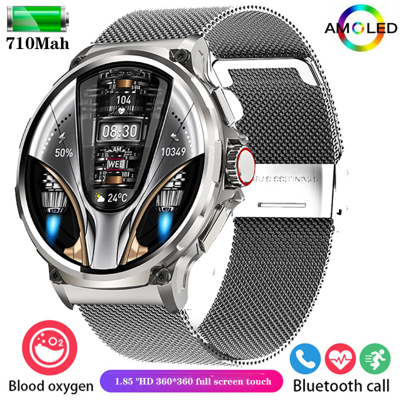 Nowy 1.85 ultra HD Bluetooth połączenie sprytny zegarek mężczyźni sport zdatność tor pulsometr 710mAh Smartwatch dla Huawei Xiaomi: Czerwony
