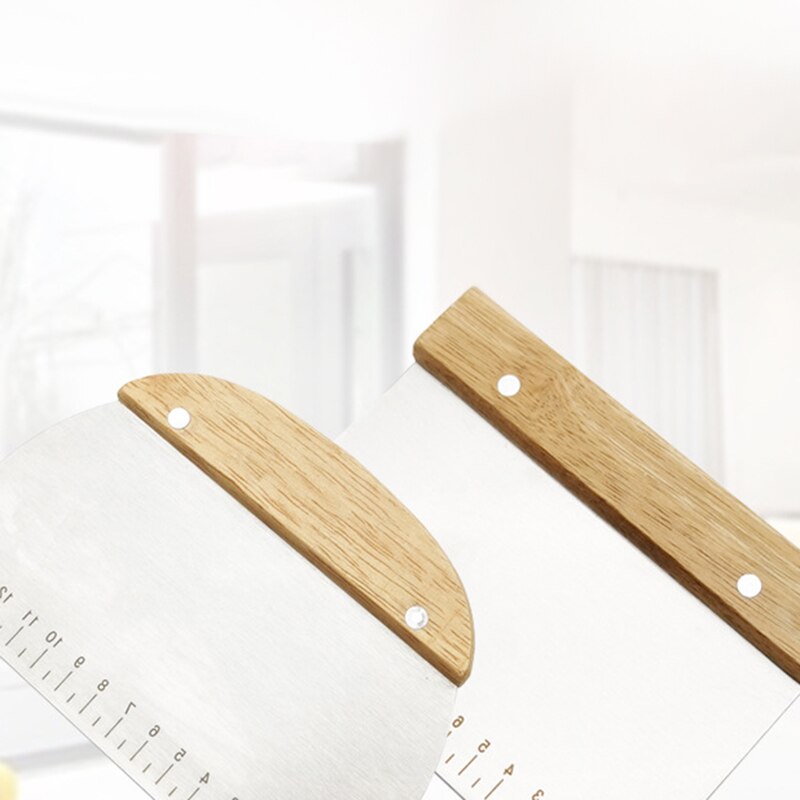 Raspador de plancha Chopper, ideal como cortador de masa para masa de pan y Pizza, multiusos, mango de madera, 2 piezas