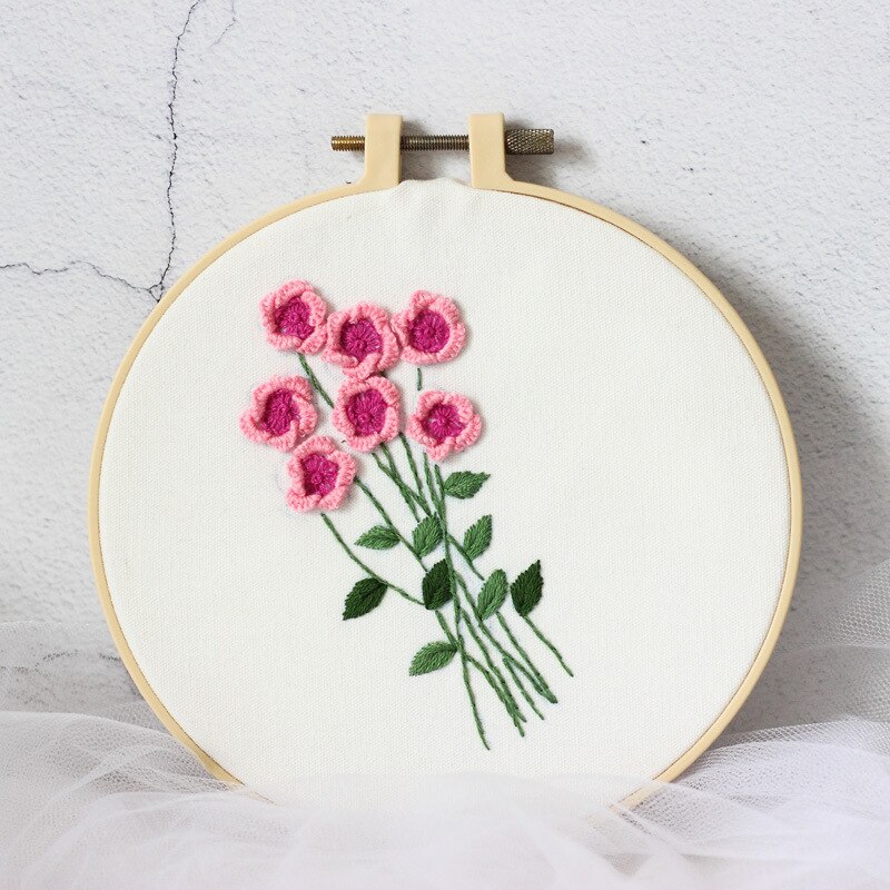 Single Flower Lucky Flower Embroidery Kit DIY Needlework Houseplant Pattern Needlecraft for Beginner Cross Stitch(Without Hoop): I