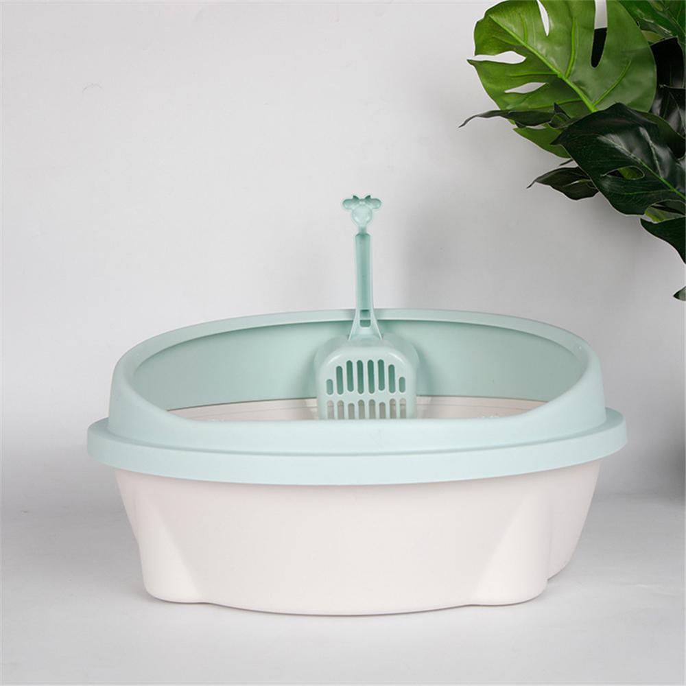Cat Litter Box with Scoop Anti Splash Pet Toilet Clean Toilette Dog Bedpan Home Plastic Cats Sandbox Puppy Kitten Potty: Green / 40x36x18cm