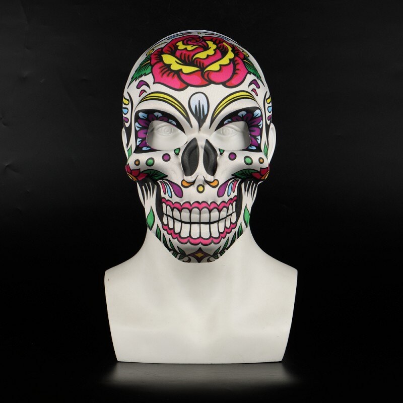 7 Type Halloween mexicain jour de la mort crâne imprimer doux masques hommes mascarade barre fête Cosplay accessoire avec ficelle élastique: E0204-a