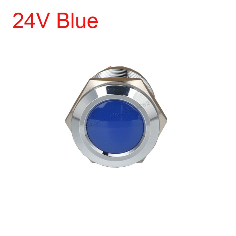 19mm Metal Indicator light LED Signal Lamp Warning light Car Boat Pilot Panel Signal Light 6V 12V 24V 220V 110V RGBYW Waterproof: 24v Blue