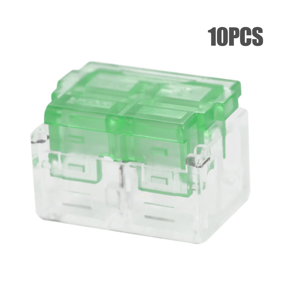 10 pcs T-type Belangrijkste Tak Draad Connector Box Set Gratis Breken Lijn Snel Terminal Block Splitter Kabel Connectors kit: Green