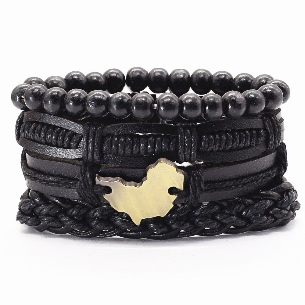 Vertrouw op god, jezus, wwjd, khaki, faith punk, 4 stuks/set, vintage, zwarte kralen, bijbel, leren armbanden, herenarmbanden, dames, herensieraden: Stijl 4