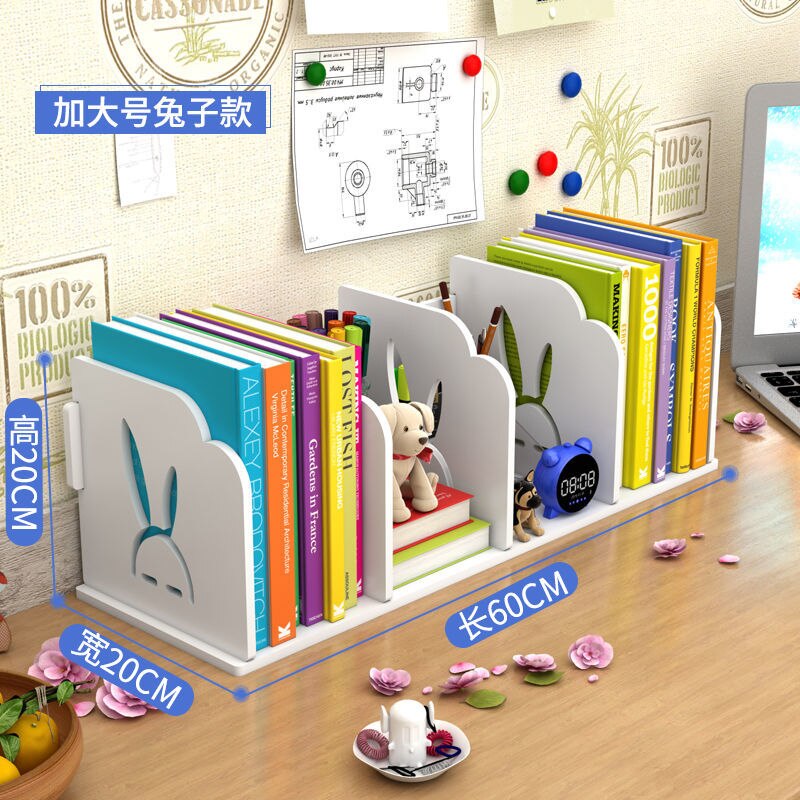 Petite étagère de bureau pour livre d&#39;étudiant, étagère de table simple, boîte de rangement de bureau pour enfants, petite bibliothèque de dessin animé: Tuzki