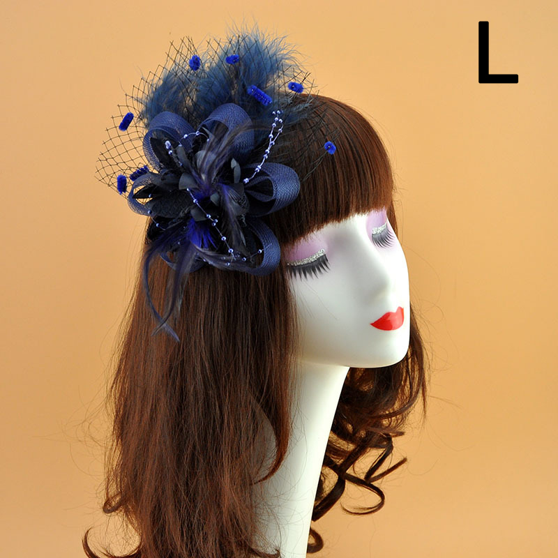 Mode Mesh Fascinators Hoed Vrouwen Wedding Cocktail Thee Party Solid Bloem Veer Tovenaar Hoofddeksels Bruids Haaraccessoires: L