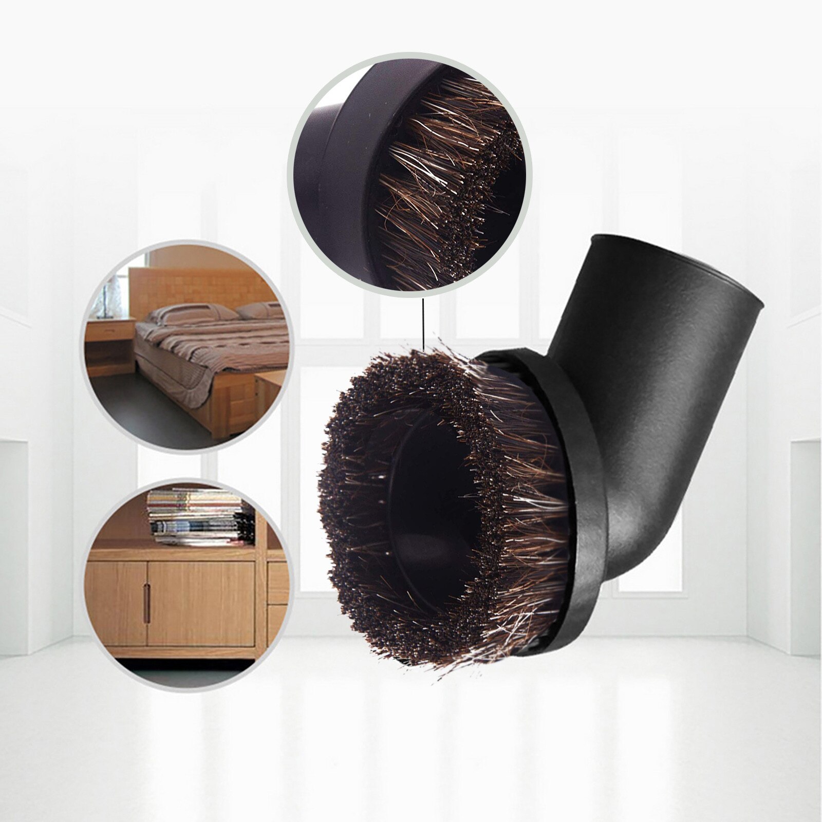 In Stock Vacuum Cleaner Sccessory Soft Brush 1.25Inch Round Horse Hair Dusting Brush Replace Soft Brush For Vacuum Cleaner
