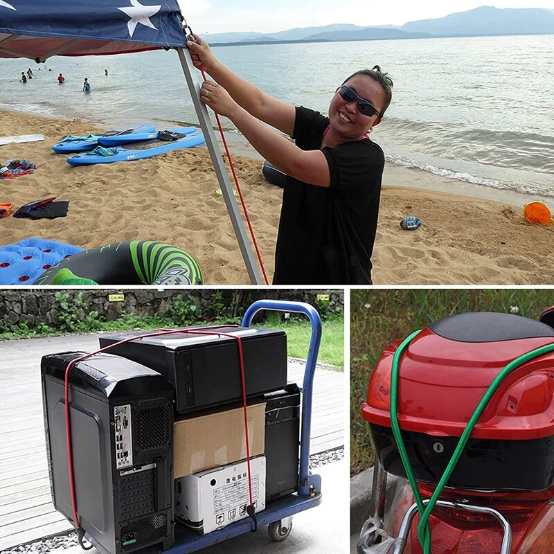 30Pcs Elastische Bungee Koorden Met Haken, Touw Bagage Verpakking Riem, bagagenet Voor Motorcycle Bike Travel Camping Wandelen