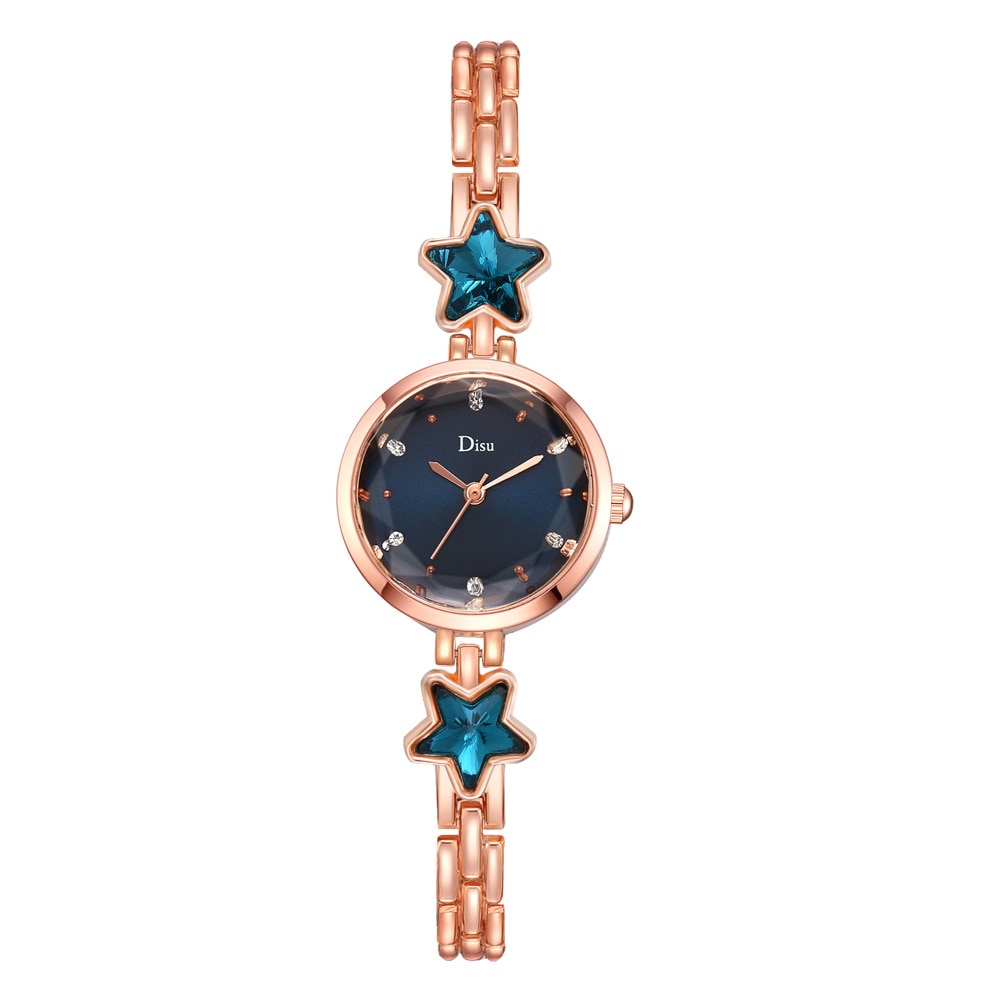 Montre-bracelet à quartz pour femmes, bracelet chaîne étoiles, montre habillée pour dames, montres pour dames, montres pour femmes, montre-bracelet en or rose