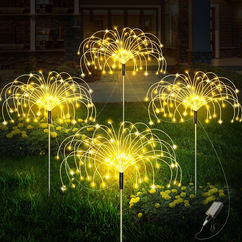 Linterna LED Solar de fuegos artificiales para exteriores, Patio, jardín, boda, luces decorativas, paisaje, césped, Festival, 1 ud.: Azul / 11-15 W