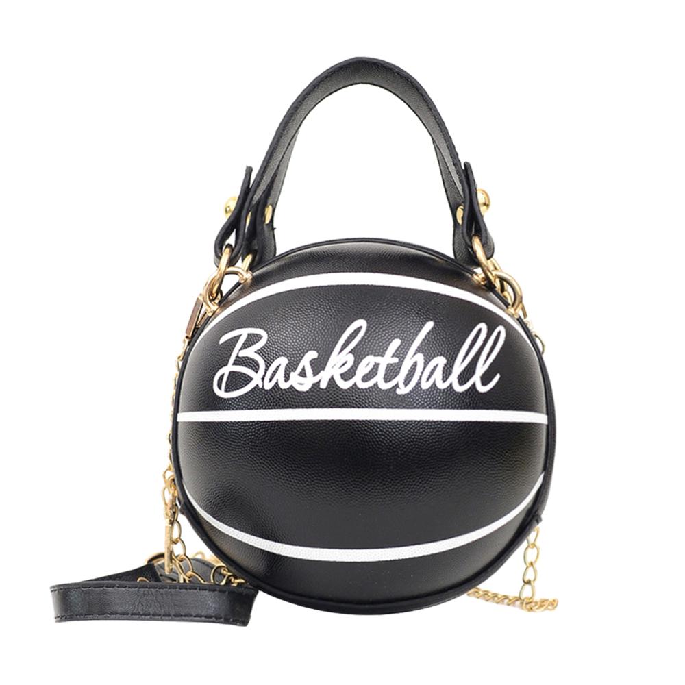 Personality Basketball Purses For Teenagers Women Shoulder Bags Chain Hand Bags Female Leather Pink Bag Small Totes: Basketball Black