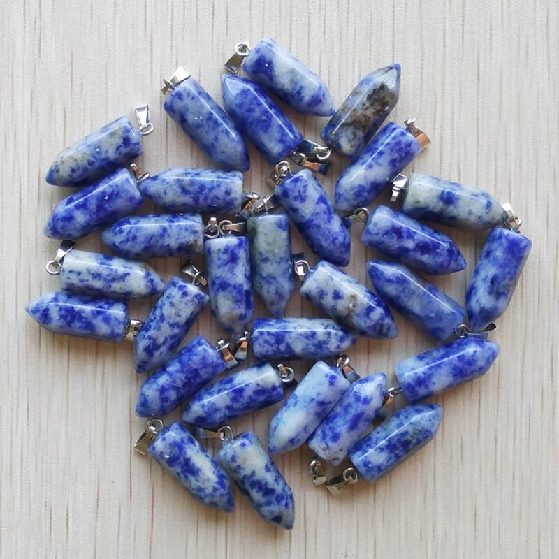 50pcs/lot bestselling good natural stone mix point pillar pendants for jewelry making: Sodalite stone