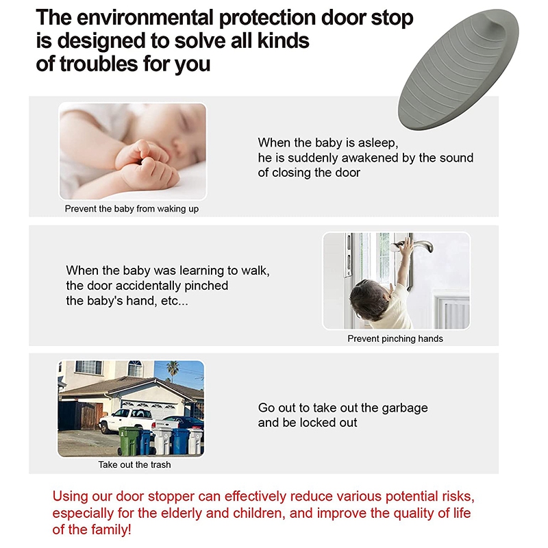 Door Stoppers Rubber Door Stop, Door Wedge Stoppers Heavy Duty Door Jam, Door Stops with Door Holder (3 Pack Gray)