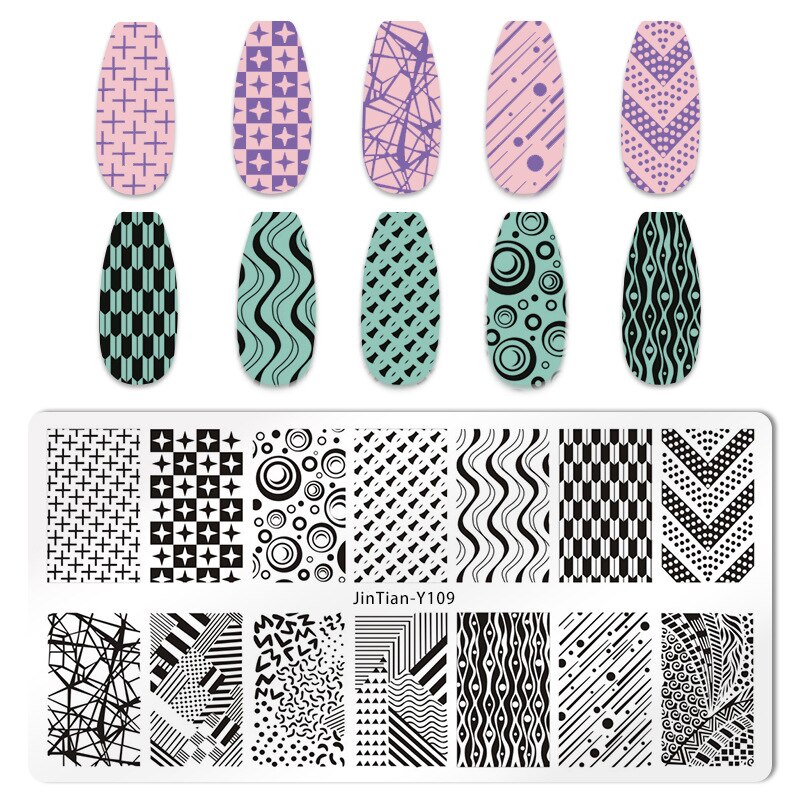 Kant Patroon Nail Art Stempelen Platen Hawaiian Style Eenvoudige Stempelen Platen Bloem Blad Nagels Printing Templates: JinTian-Y109