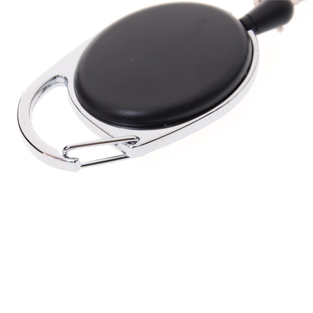 1 stk. 24 tommer ledningsforlænger karabinhagespoleklip på id-kortholder læder + zinklegering, der kan trækkes tilbage