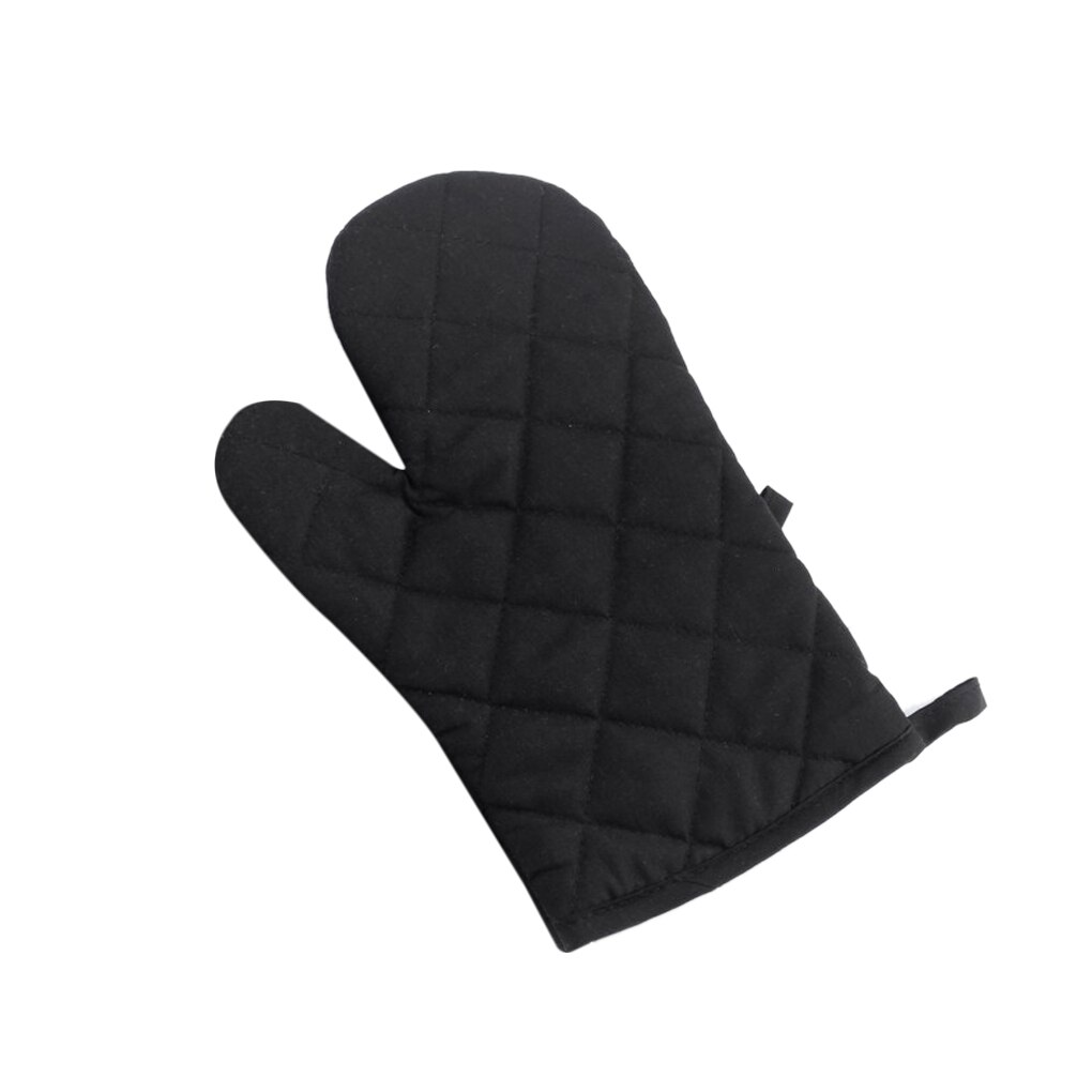 1PC High-temperature Thick Insulation Microwave Oven Gloves Kitchen Supplies Cotton Solid Oven Mitts: black