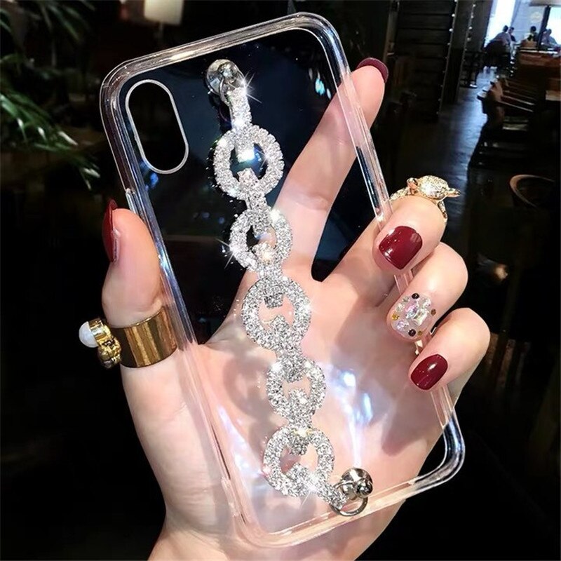 Bling Rhinestone Bracelet Phone Case For iPhone 11 Pro Max XR X Max XS 7 8 Plus Arcylic Shock Proof Phone Back Cover