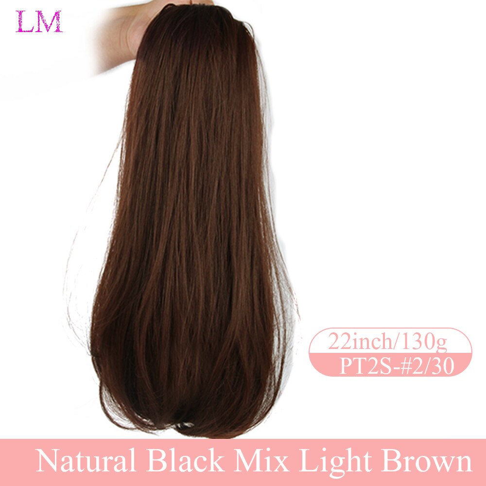 Lm Paardenstaart Trekkoord Straight Lint Paardenstaarten Clip In Hair Extensions 55 Cm, 22 "Pony Tail Paardestaart Synthetische Haarstukjes: 1B/27HL